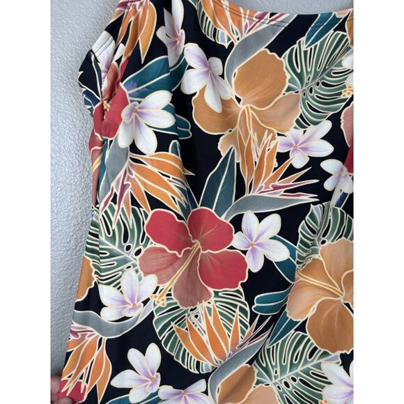 Hurley One Piece Swim XL Tropical Floral Burgundy White‎ Orange Hawaiian EUC - Picture 2 of 10